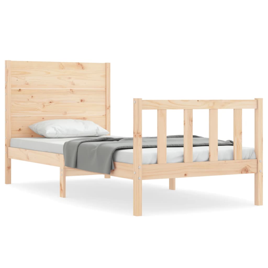 Cadru de pat cu tăblie single, lemn masiv GartenMobel Dekor