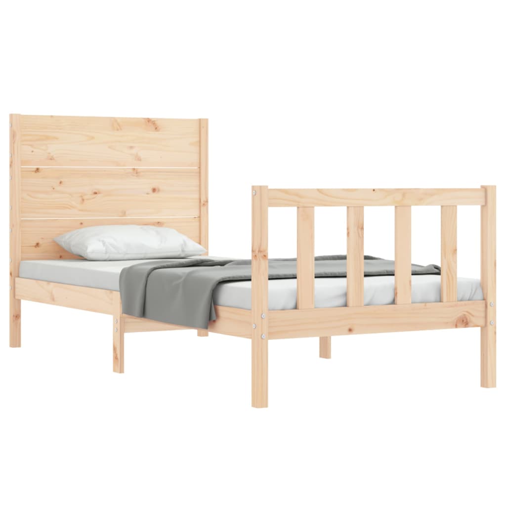 Cadru de pat cu tăblie single, lemn masiv GartenMobel Dekor