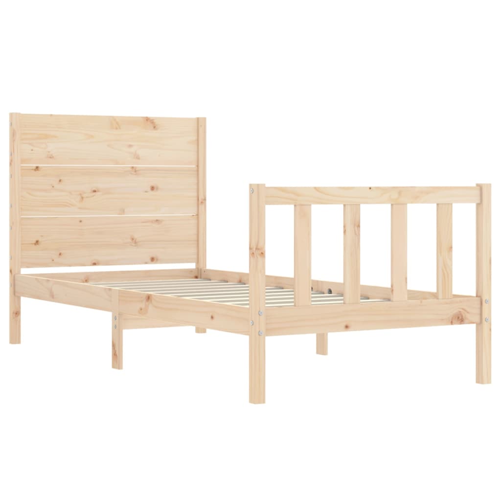Cadru de pat cu tăblie single, lemn masiv GartenMobel Dekor