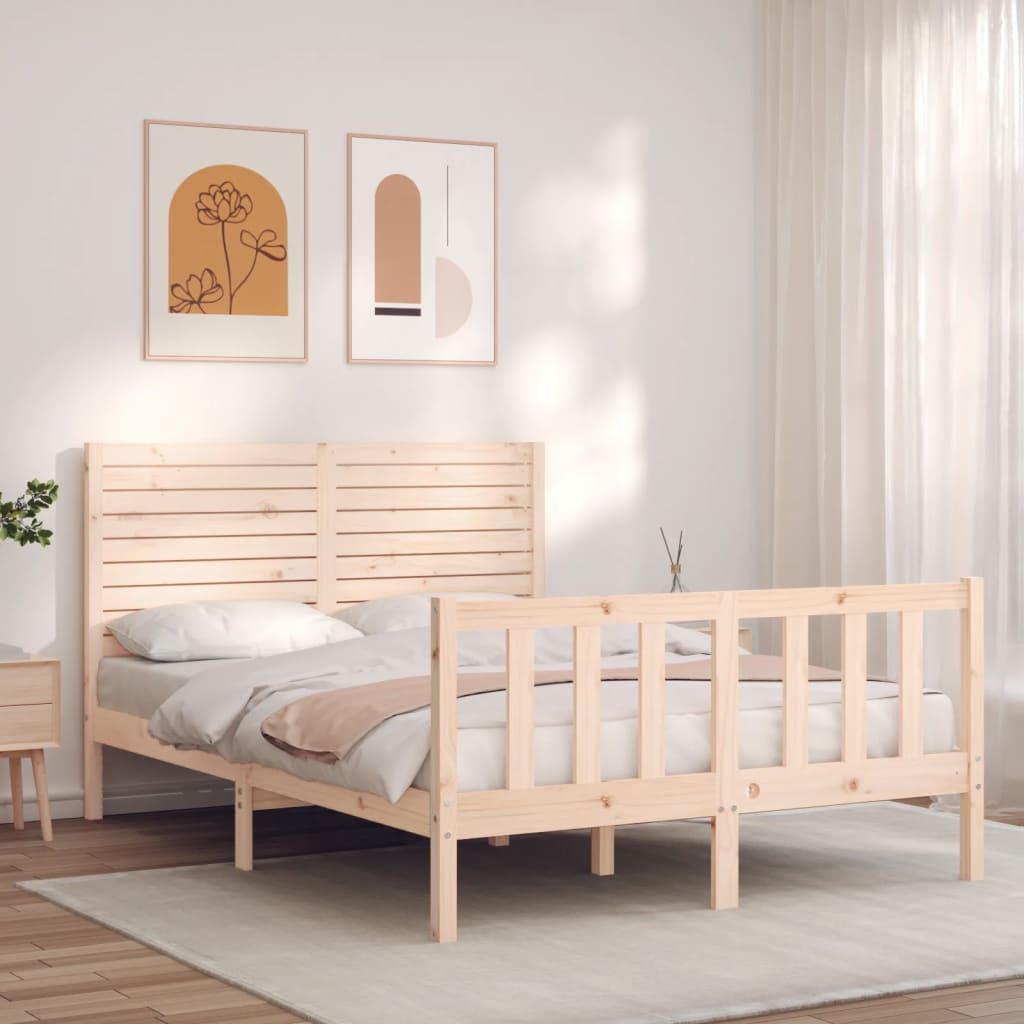 Cadru de pat fără saltea, 140x190 cm, lemn masiv de pin GartenMobel Dekor