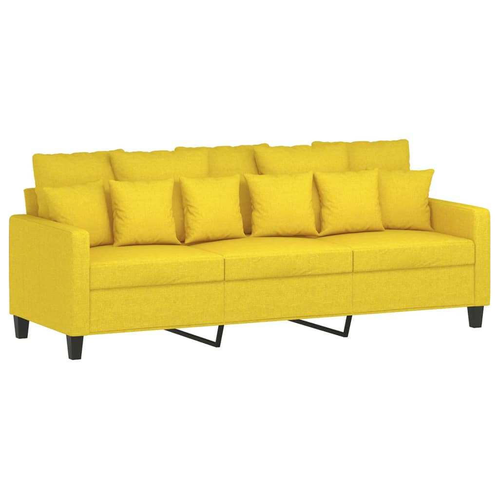 Canapea cu 3 locuri și taburet, galben deschis, 180 cm, textil GartenMobel Dekor