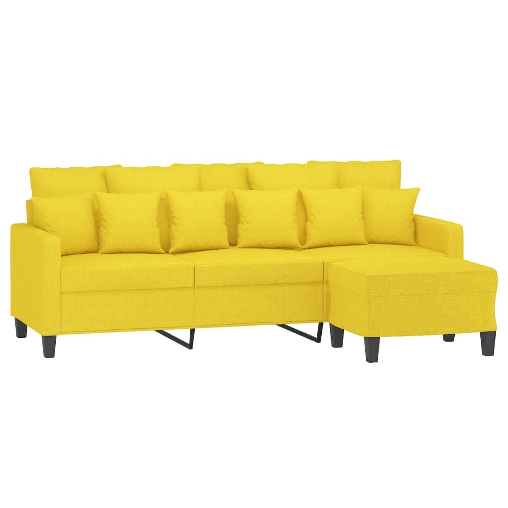 Canapea cu 3 locuri și taburet, galben deschis, 180 cm, textil GartenMobel Dekor