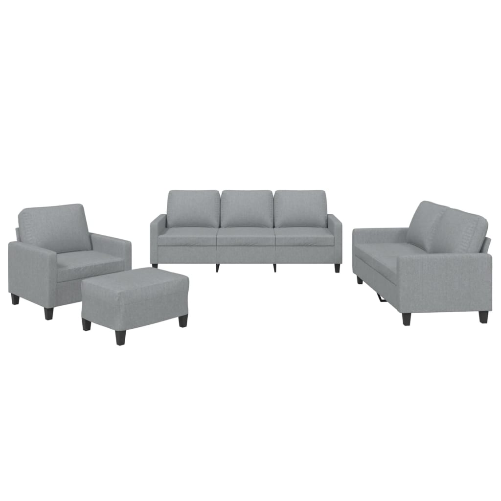 Set de canapele cu perne, 4 piese, gri deschis, textil GartenMobel Dekor