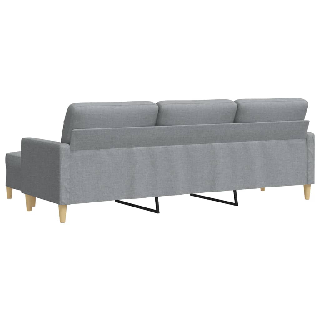 Canapea cu 3 locuri și taburet, gri deschis, 210 cm, textil GartenMobel Dekor