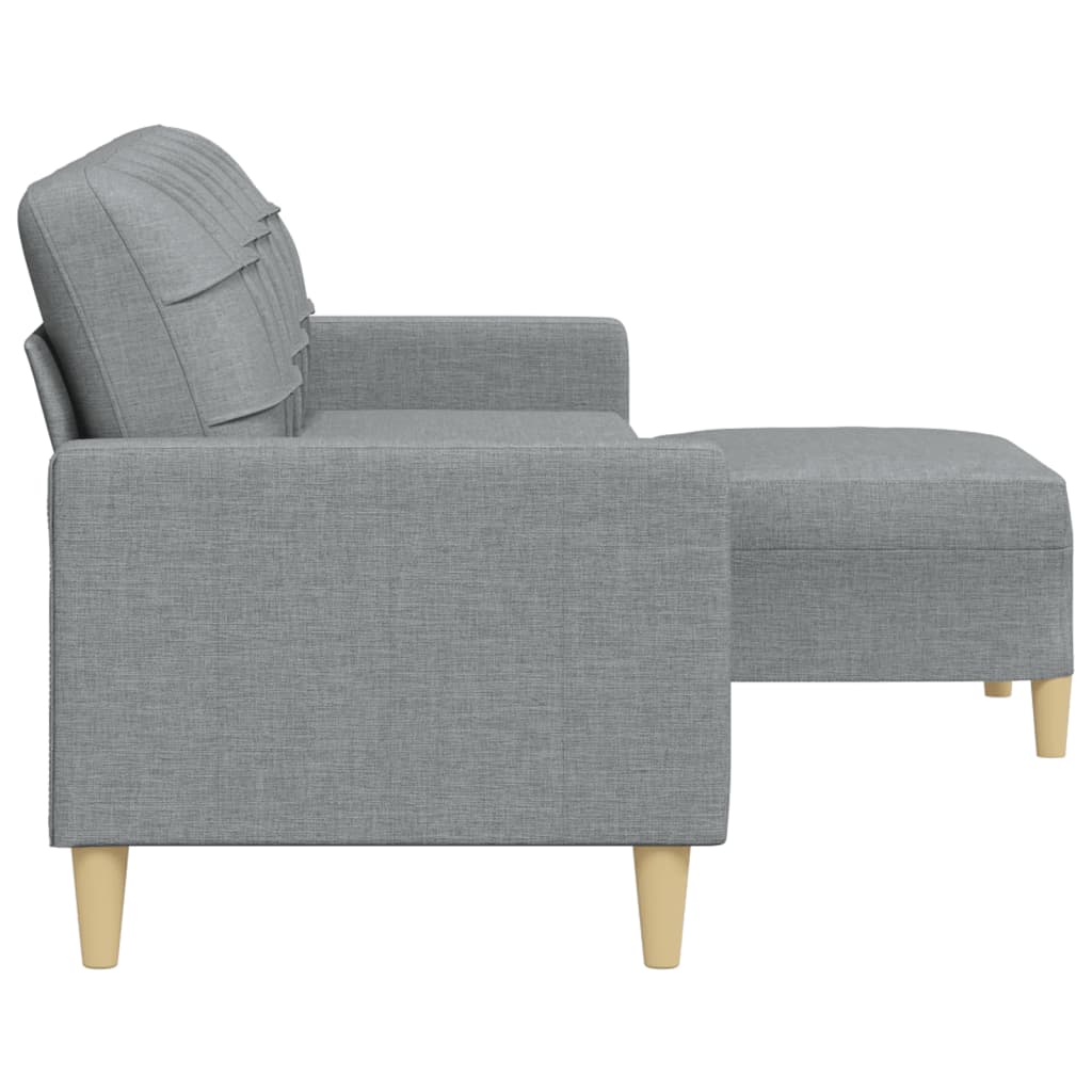 Canapea cu 3 locuri și taburet, gri deschis, 210 cm, textil GartenMobel Dekor