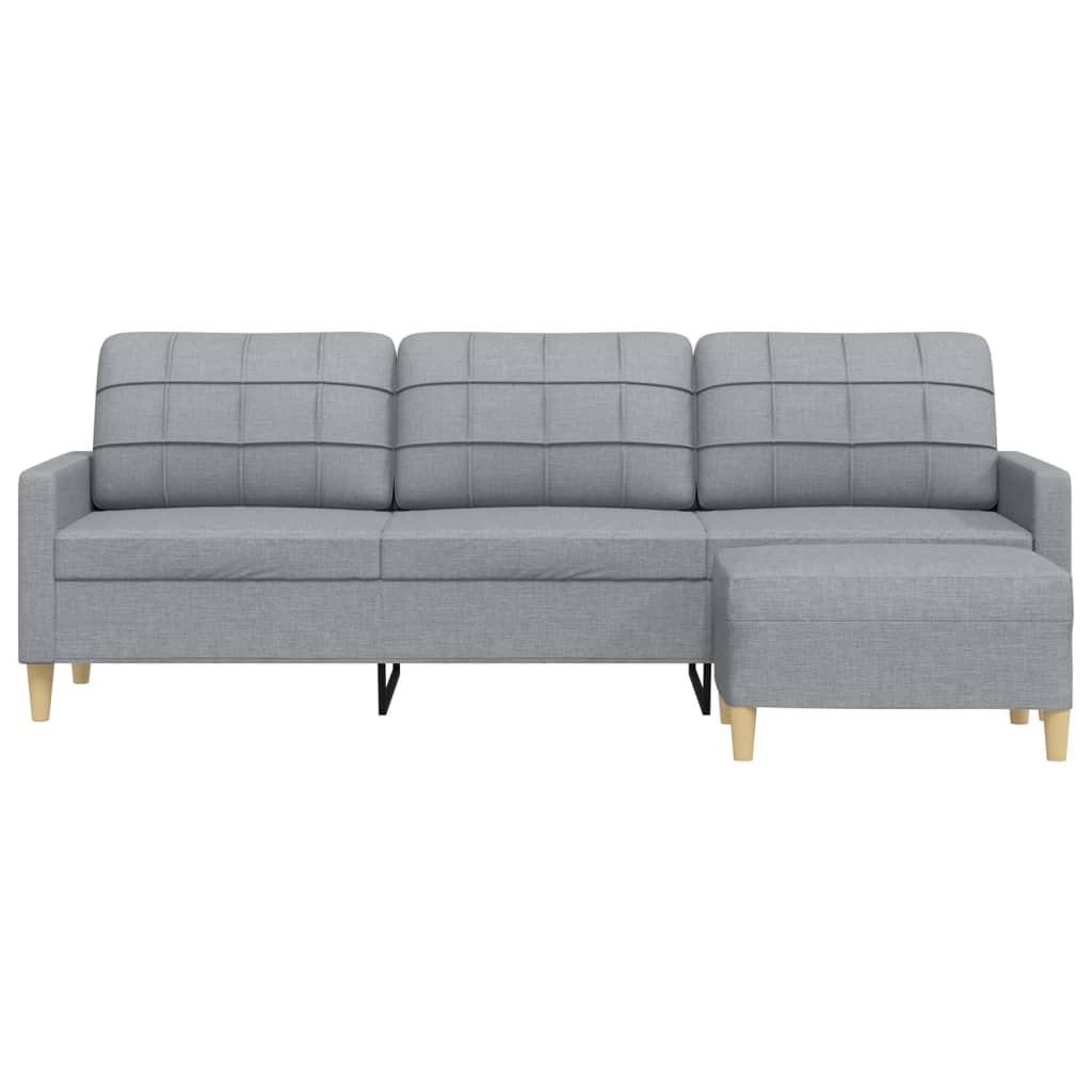 Canapea cu 3 locuri și taburet, gri deschis, 210 cm, textil GartenMobel Dekor