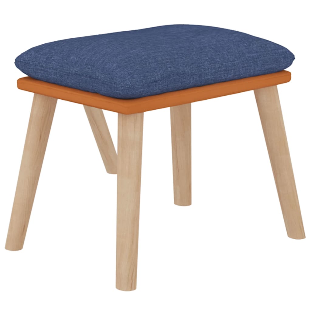 Scaun de relaxare cu taburet, albastru, piele ecologică/textil GartenMobel Dekor