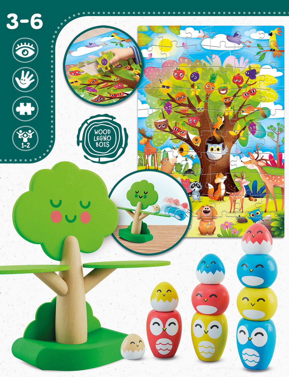 Joc de echilibru Montessori - Pasarele vesele PlayLearn Toys