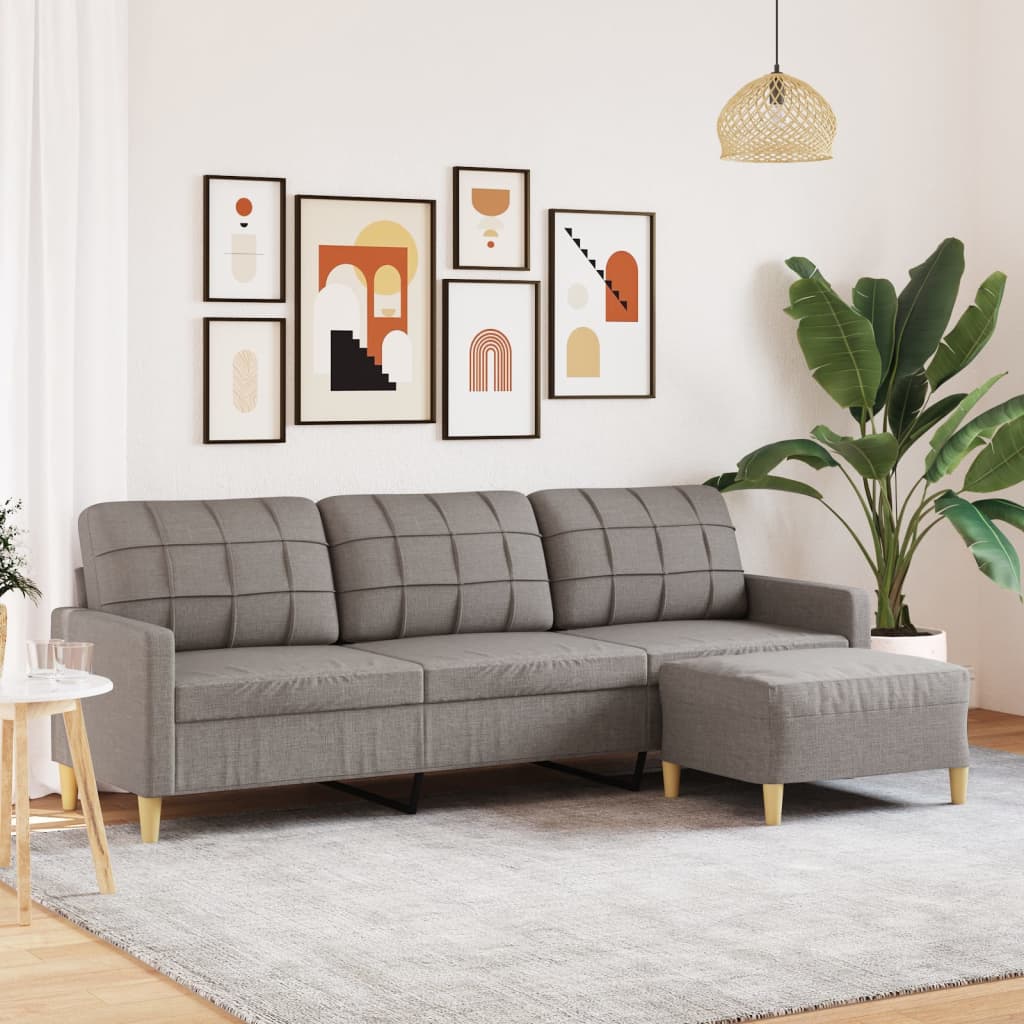 Canapea cu 3 locuri și taburet, taupe, 210 cm, textil GartenMobel Dekor