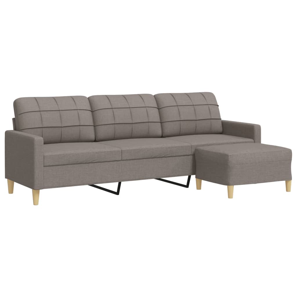 Canapea cu 3 locuri și taburet, taupe, 210 cm, textil GartenMobel Dekor