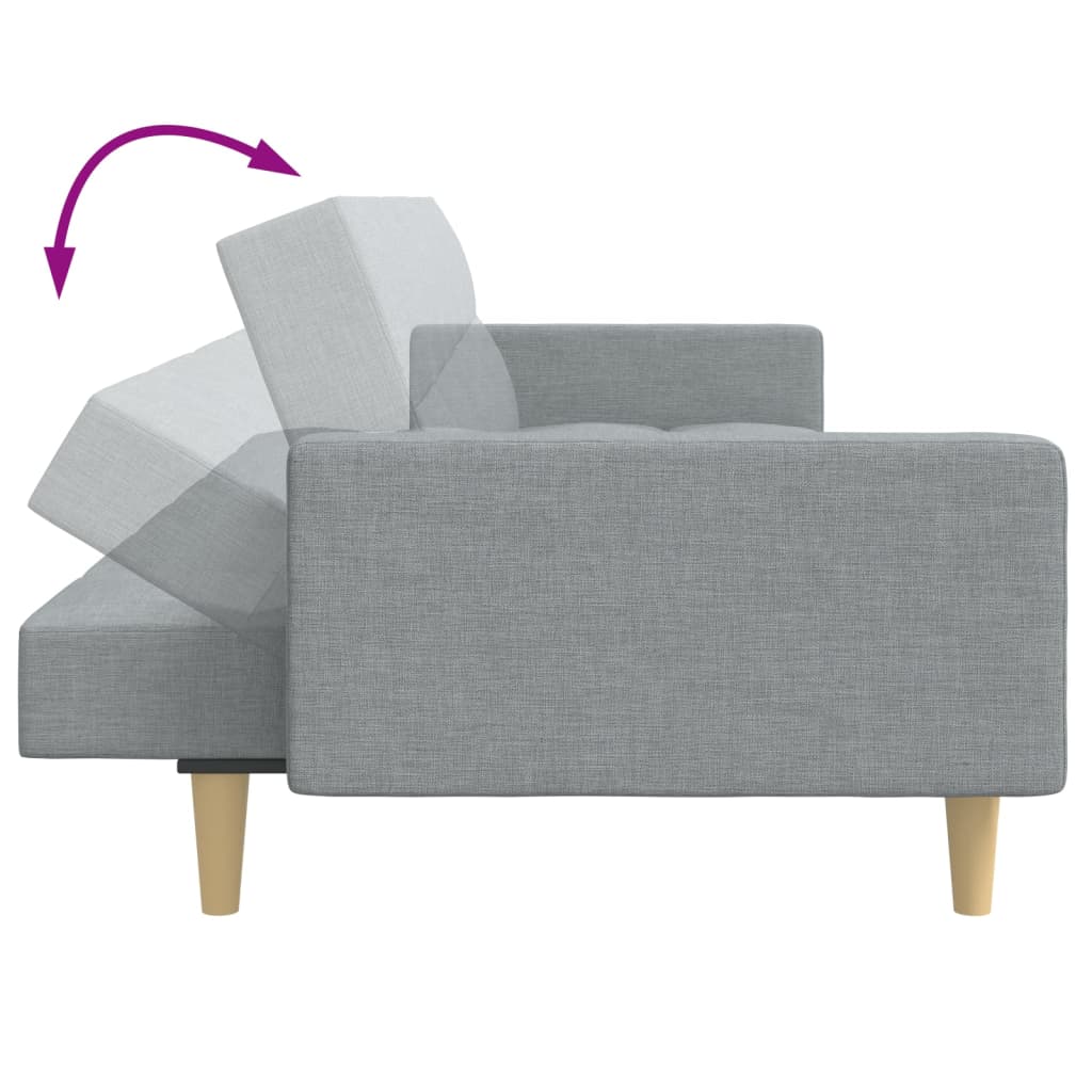 Canapea extensibilă cu taburet, 2 locuri, gri deschis, textil GartenMobel Dekor