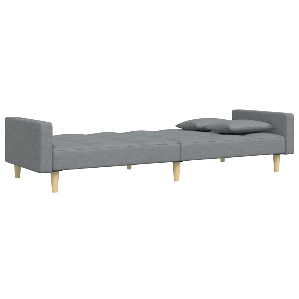 Canapea extensibilă cu taburet, 2 locuri, gri deschis, textil GartenMobel Dekor