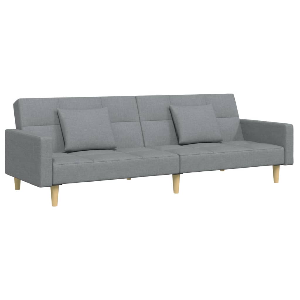 Canapea extensibilă cu taburet, 2 locuri, gri deschis, textil GartenMobel Dekor