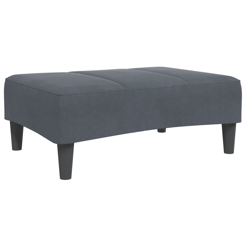Canapea extensibilă cu taburet, 2 locuri, gri închis, catifea GartenMobel Dekor