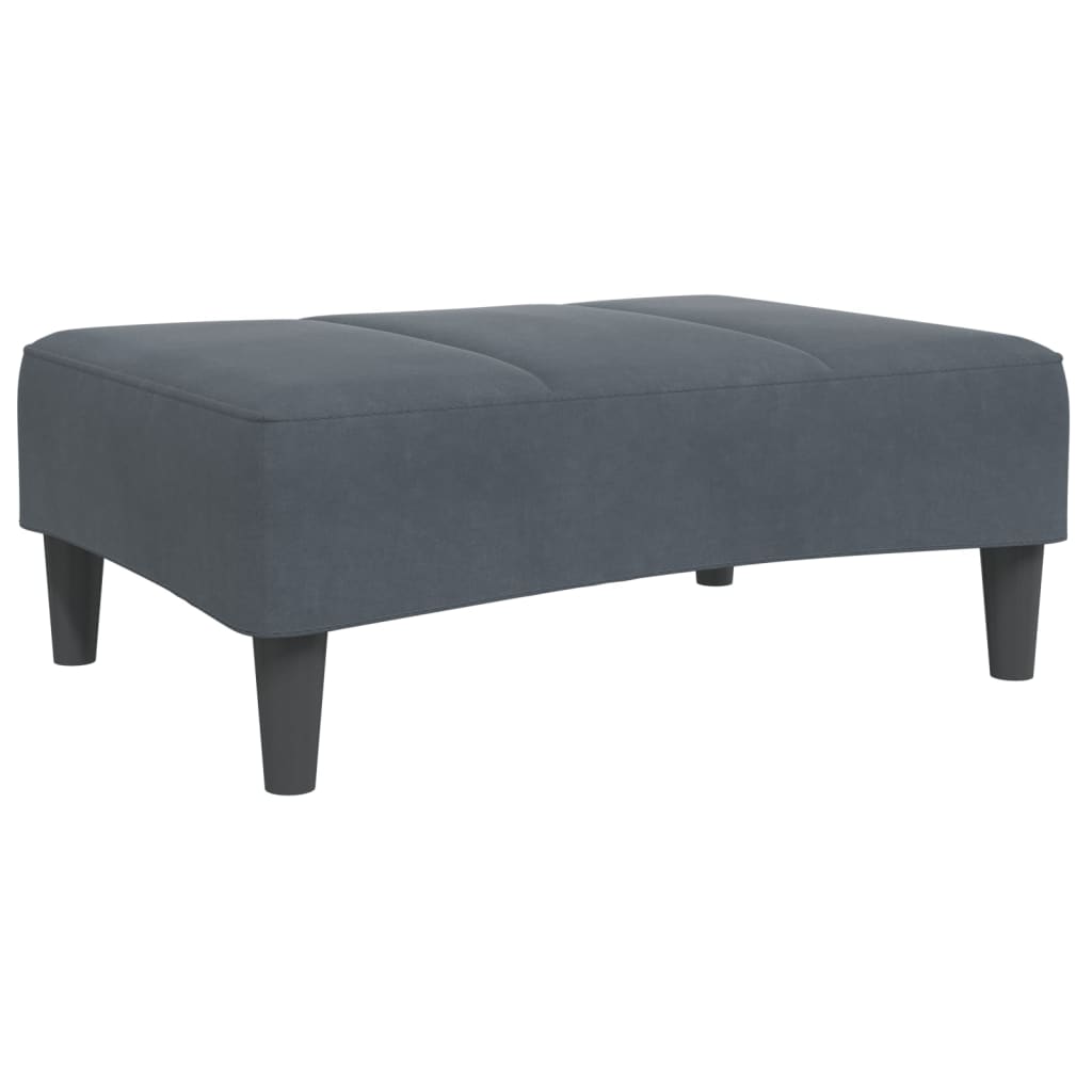 Canapea extensibilă cu taburet, 2 locuri, gri închis, catifea GartenMobel Dekor