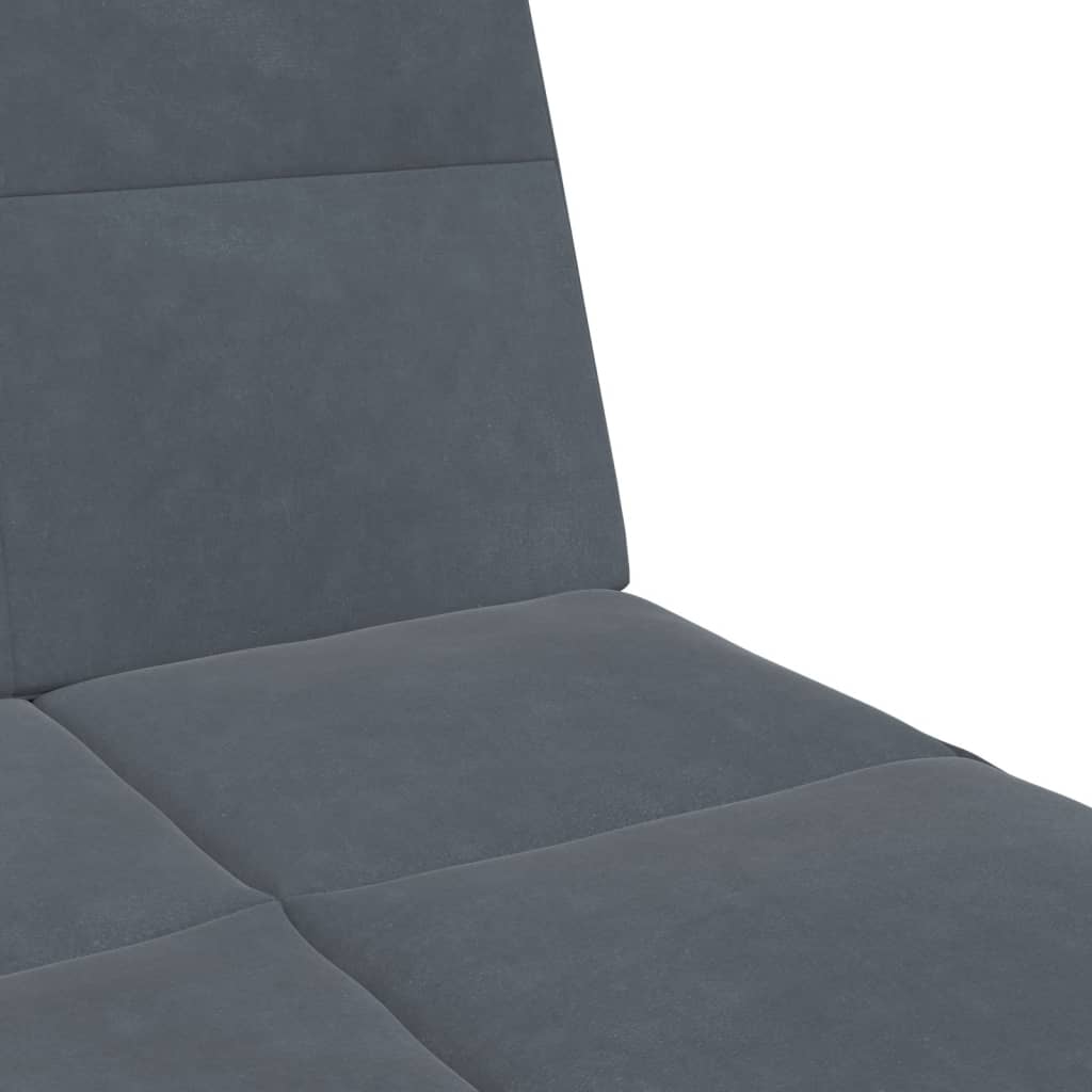 Canapea extensibilă cu taburet, 2 locuri, gri închis, catifea GartenMobel Dekor