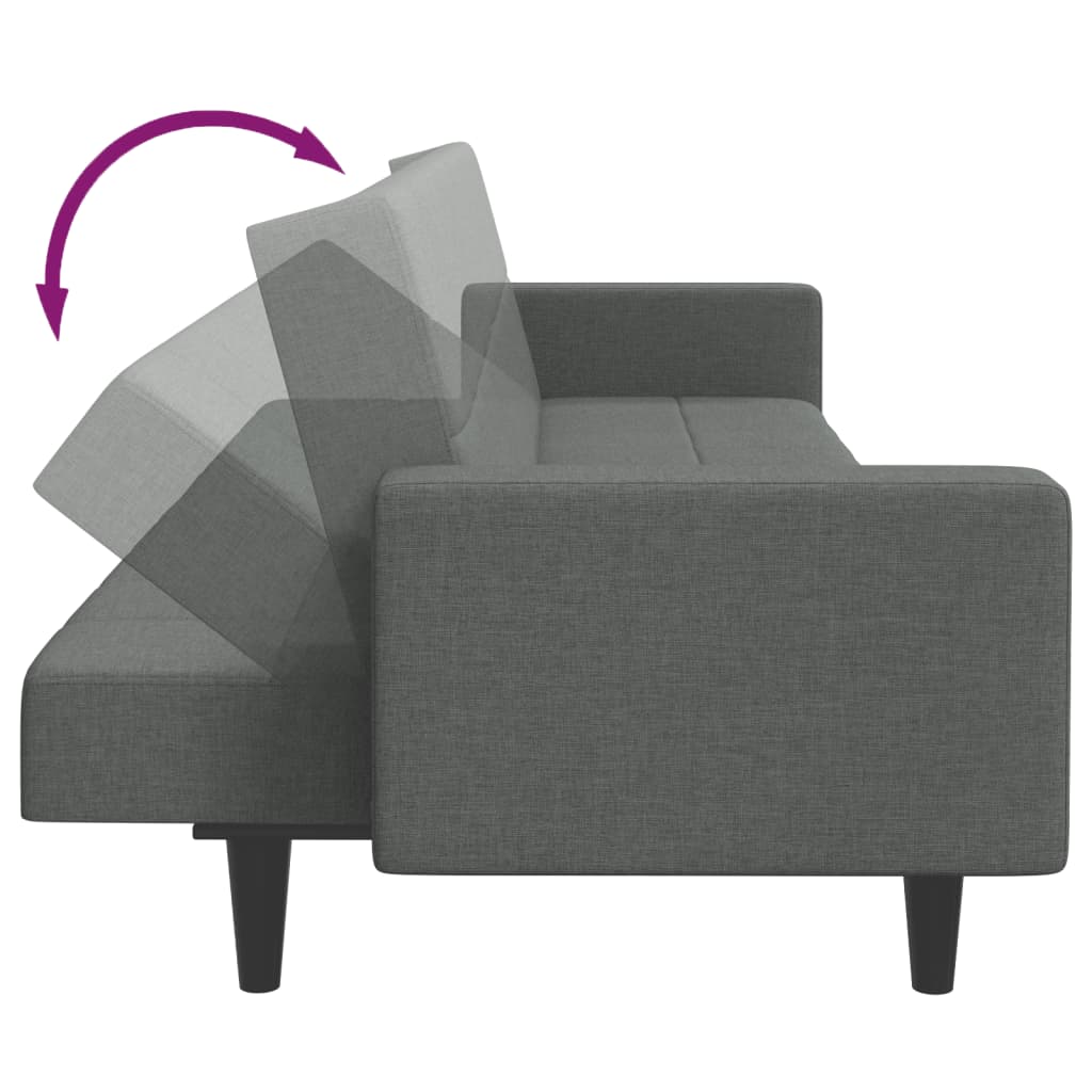 Canapea extensibilă cu taburet, 2 locuri, gri închis, textil GartenMobel Dekor