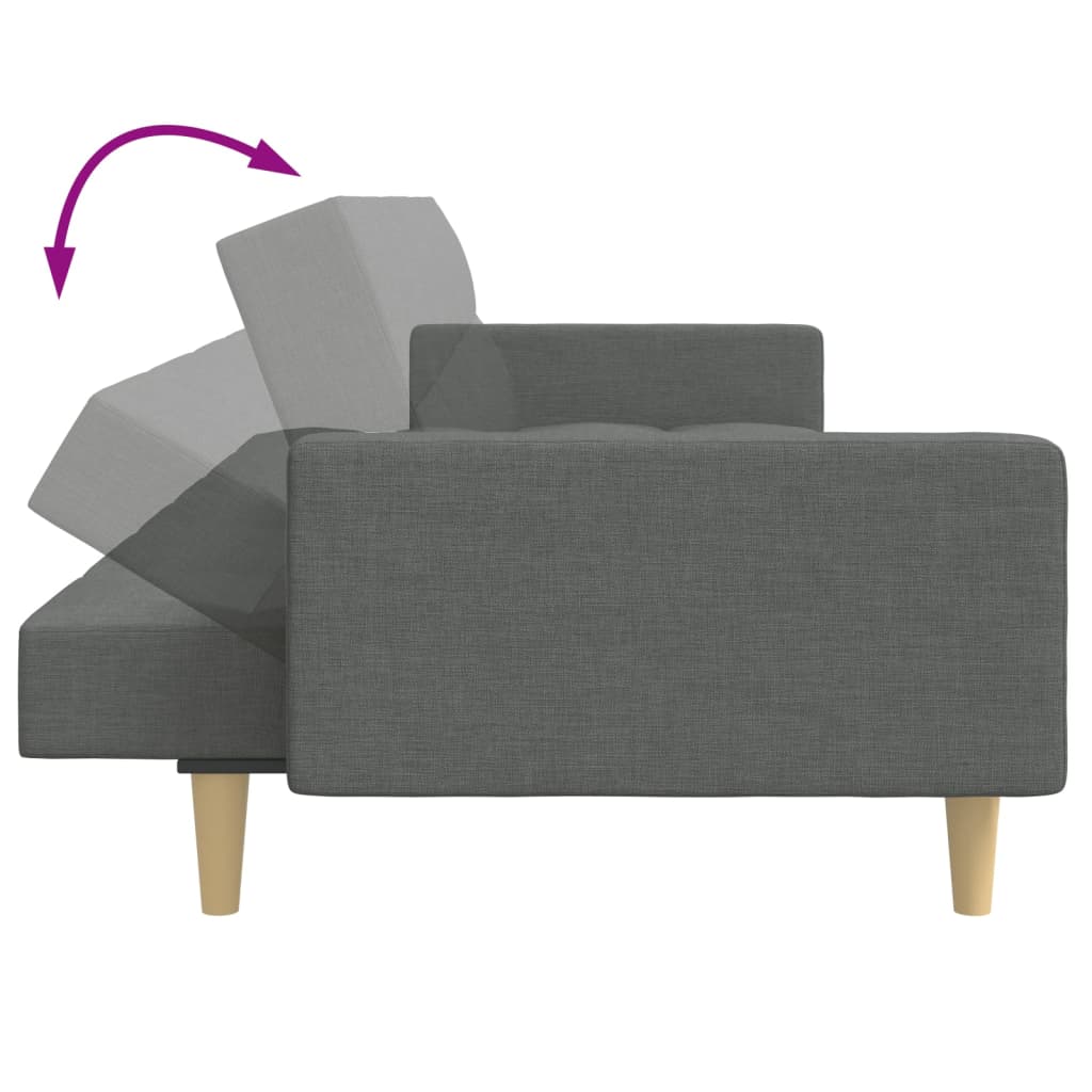 Canapea extensibilă cu taburet, 2 locuri, gri închis, textil GartenMobel Dekor