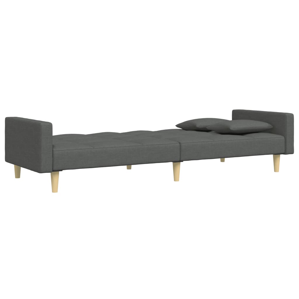 Canapea extensibilă cu taburet, 2 locuri, gri închis, textil GartenMobel Dekor