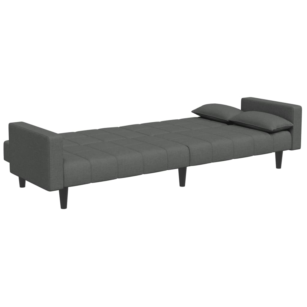 Canapea extensibilă cu taburet, 2 locuri, gri închis, textil GartenMobel Dekor