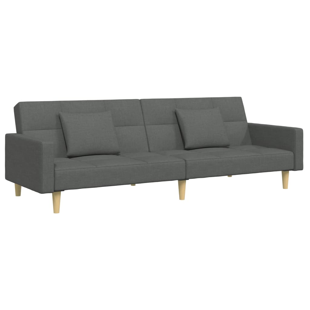 Canapea extensibilă cu taburet, 2 locuri, gri închis, textil GartenMobel Dekor