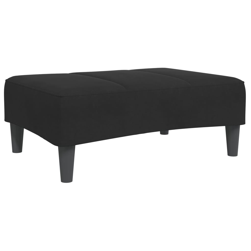 Canapea extensibilă cu taburet, 2 locuri, negru, catifea GartenMobel Dekor