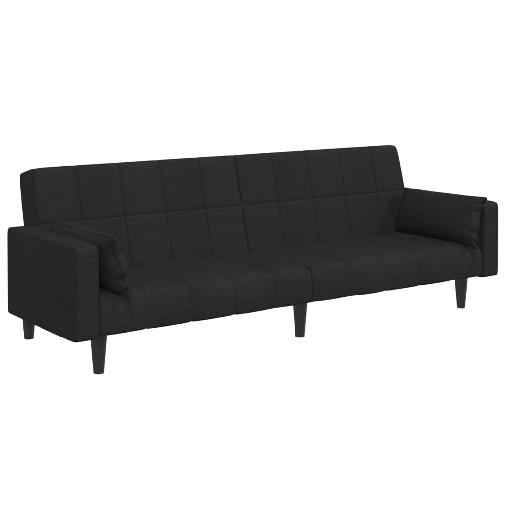 Canapea extensibilă cu taburet, 2 locuri, negru, textil GartenMobel Dekor