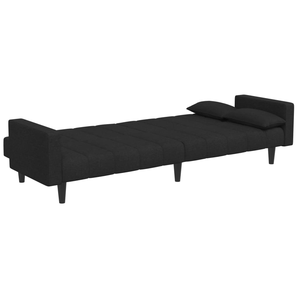 Canapea extensibilă cu taburet, 2 locuri, negru, textil GartenMobel Dekor