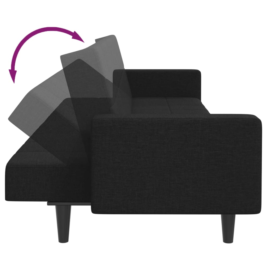 Canapea extensibilă cu taburet, 2 locuri, negru, textil GartenMobel Dekor
