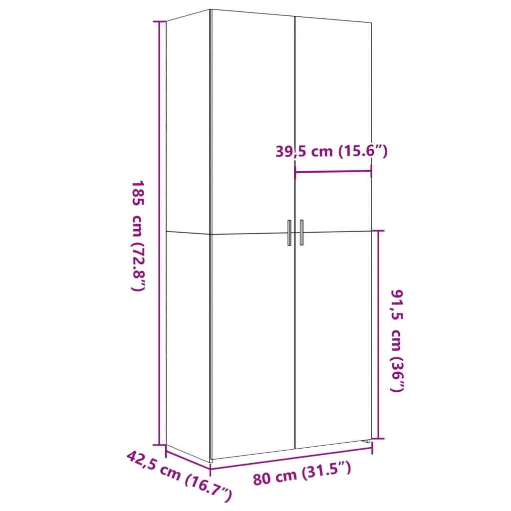 Dulap înalt, gri sonoma, 80x42,5x185 cm, lemn prelucrat GartenMobel Dekor
