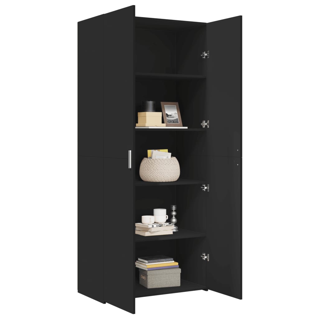 Dulap înalt, negru, 80x42,5x185 cm, lemn prelucrat GartenMobel Dekor