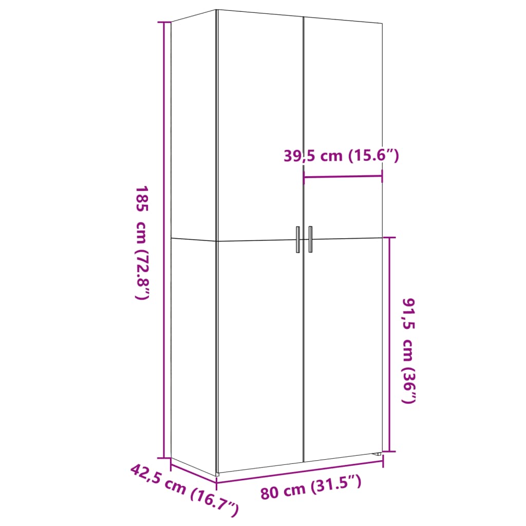 Dulap înalt, stejar sonoma, 80x42,5x185 cm, lemn prelucrat GartenMobel Dekor