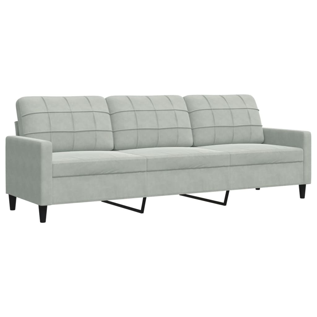 Set de canapele cu perne, 3 piese, gri deschis, catifea GartenMobel Dekor
