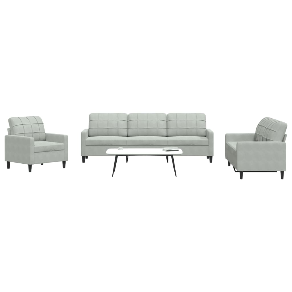 Set de canapele cu perne, 4 piese, gri deschis, catifea GartenMobel Dekor