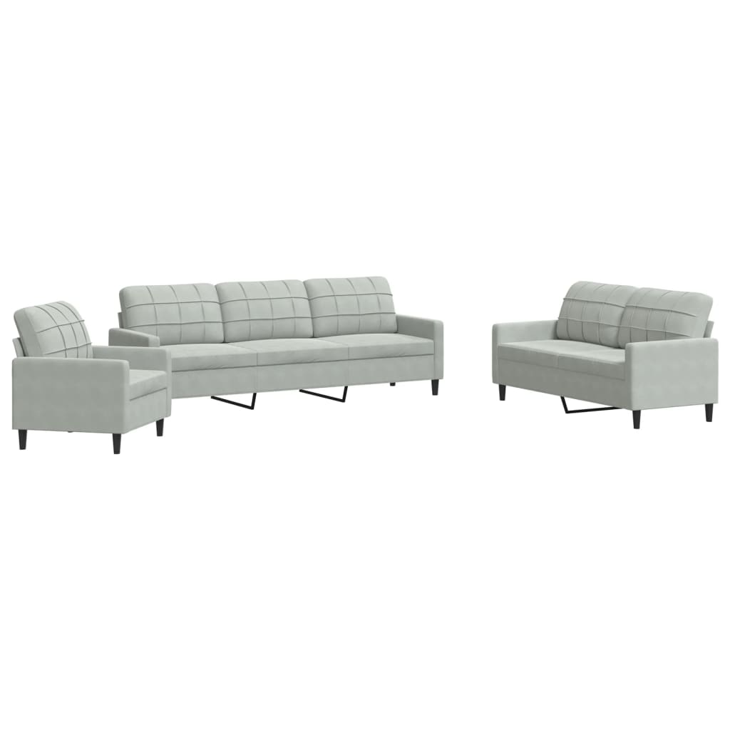 Set de canapele cu perne, 4 piese, gri deschis, catifea GartenMobel Dekor