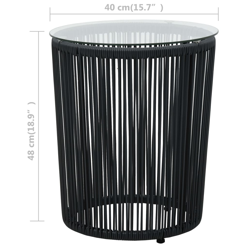 Set mobilier de bistro cu perne, 3 piese, negru, ratan PE GartenMobel Dekor