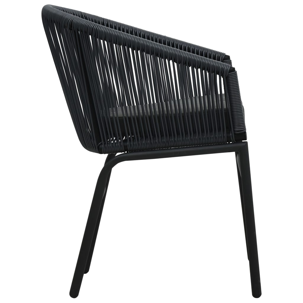 Set mobilier de bistro cu perne, 3 piese, negru, ratan PE GartenMobel Dekor