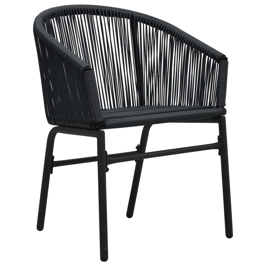 Set mobilier de bistro cu perne, 3 piese, negru, ratan PE GartenMobel Dekor