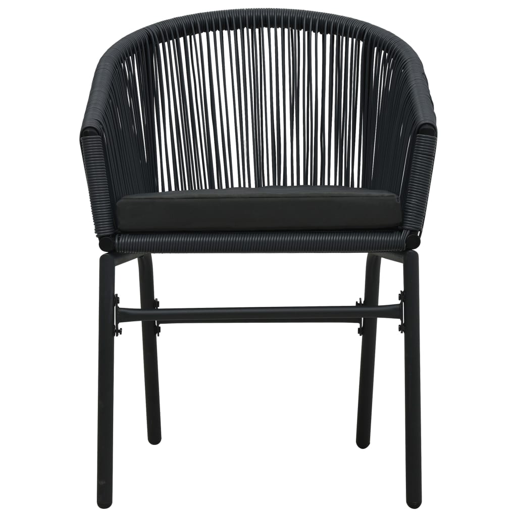 Set mobilier de bistro cu perne, 3 piese, negru, ratan PE GartenMobel Dekor