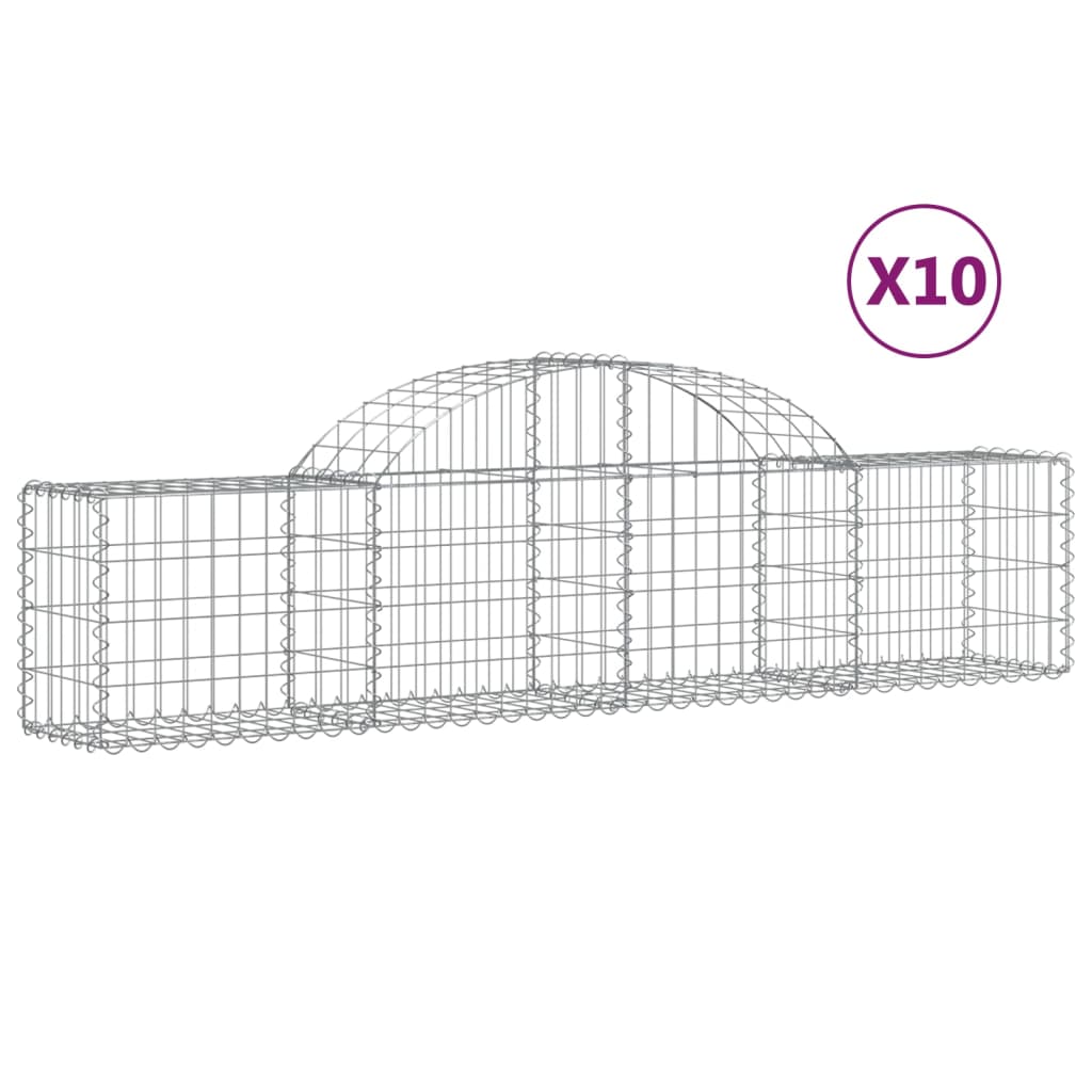 Coșuri gabion arcuite 10 buc, 200x30x40/60 cm, fier galvanizat GartenMobel Dekor