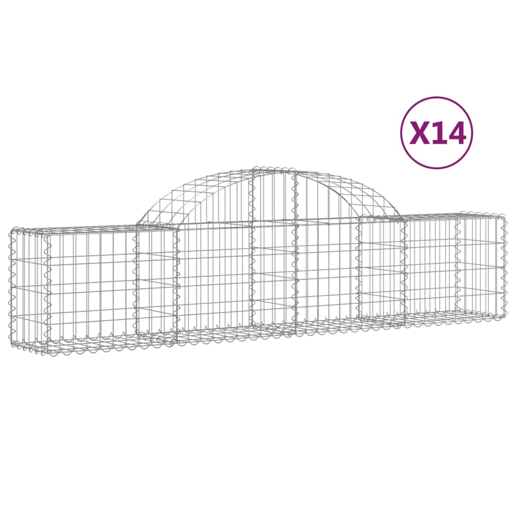Coșuri gabion arcuite 14 buc, 200x30x40/60 cm, fier galvanizat GartenMobel Dekor