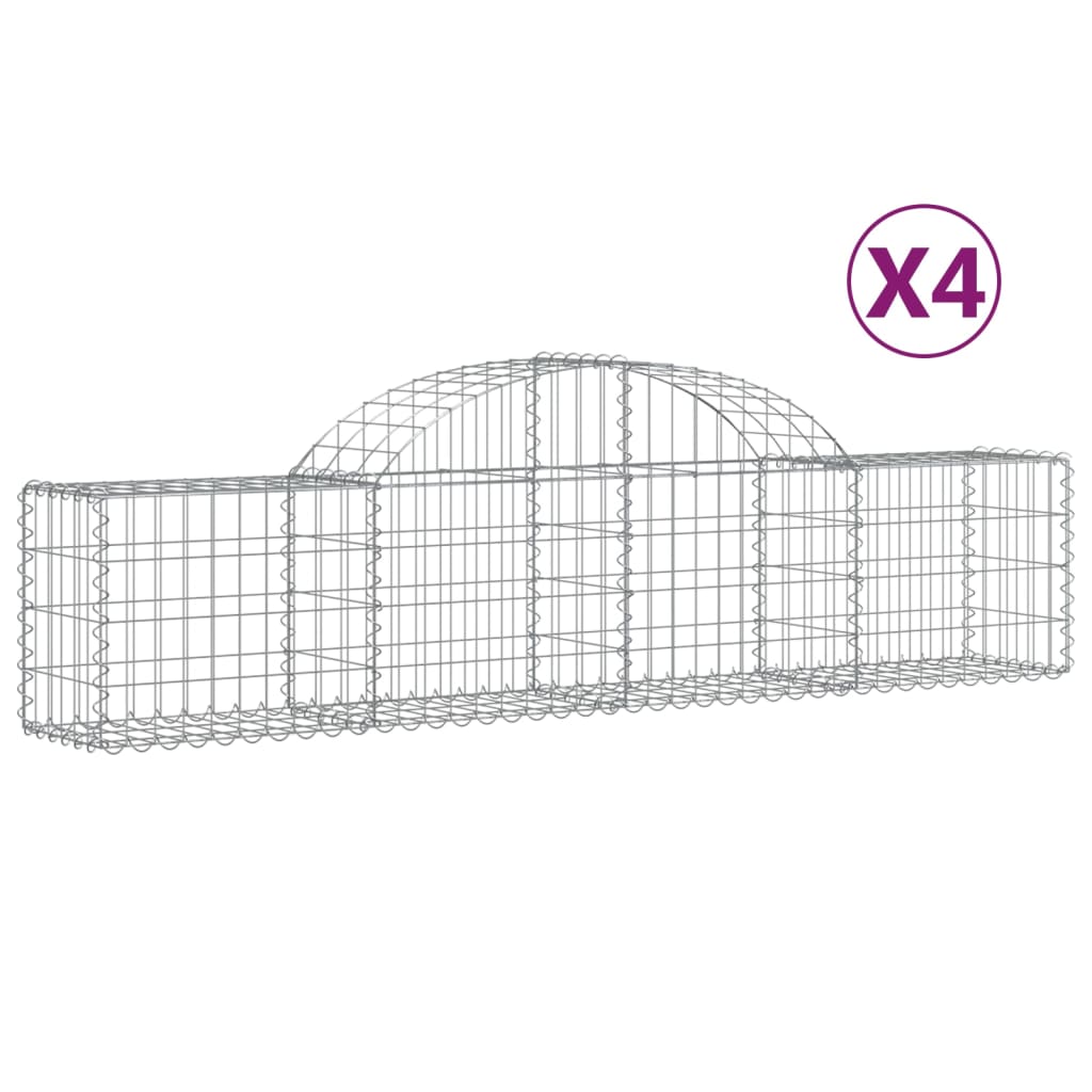 Coșuri gabion arcuite 4 buc, 200x30x40/60 cm, fier galvanizat GartenMobel Dekor