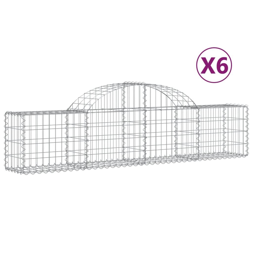 Coșuri gabion arcuite 6 buc, 200x30x40/60 cm, fier galvanizat GartenMobel Dekor