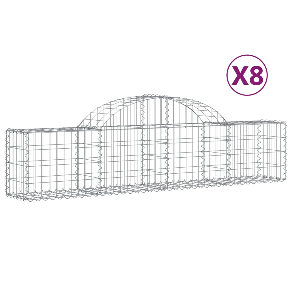 Coșuri gabion arcuite 8 buc, 200x30x40/60 cm, fier galvanizat GartenMobel Dekor