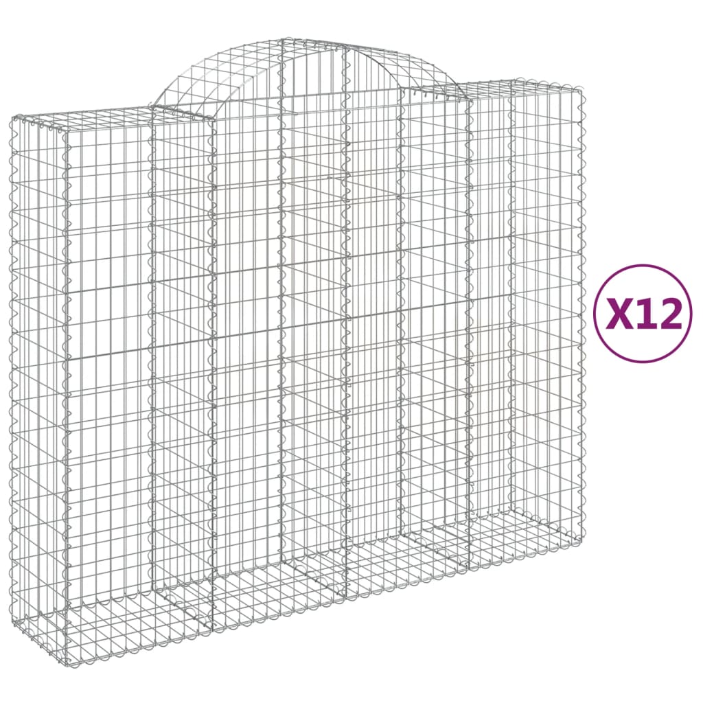 Coș gabion arcuit, 12 buc, 200x50x160/180 cm, fier galvanizat GartenMobel Dekor