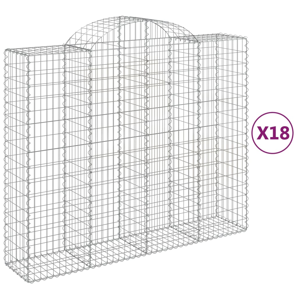 Coș gabion arcuit, 18 buc, 200x50x160/180 cm, fier galvanizat GartenMobel Dekor