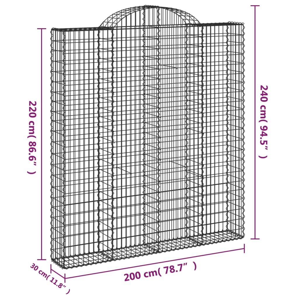 Coșuri gabion arcuite, 6 buc 200x30x220/240cm, fier galvanizat GartenMobel Dekor