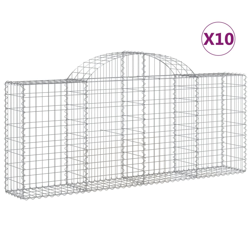 Coșuri gabion arcuite 10 buc, 200x30x80/100cm, fier galvanizat GartenMobel Dekor