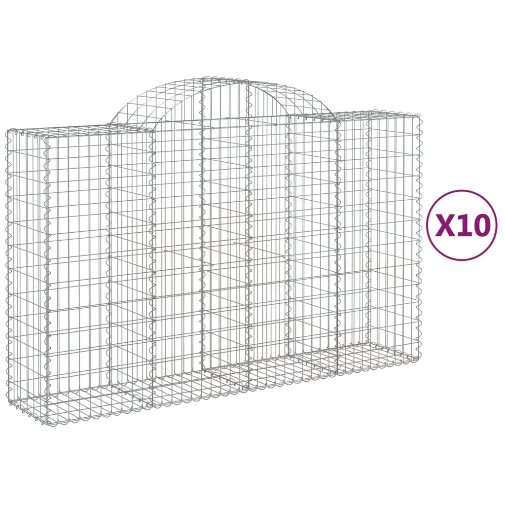 Coșuri gabion arcuite 10 buc, 200x50x120/140 cm,fier galvanizat GartenMobel Dekor