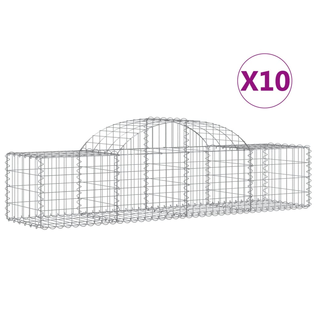Coșuri gabion arcuite 10 buc, 200x50x40/60 cm, fier galvanizat GartenMobel Dekor